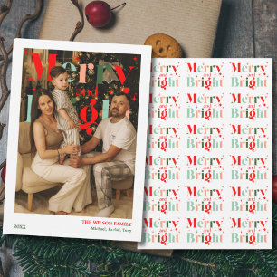 Elegant Merry and Bright Holiday Photo Card