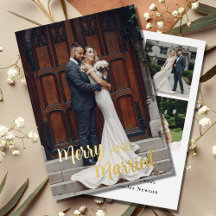 Elegant Merry And Married Newlywed Photo Christmas
