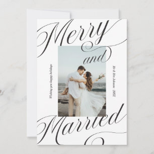 Elegant Merry and Married Script Calligraphy Holiday Card