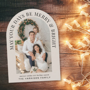 Elegant Merry Bright Arch Photo Christmas Card