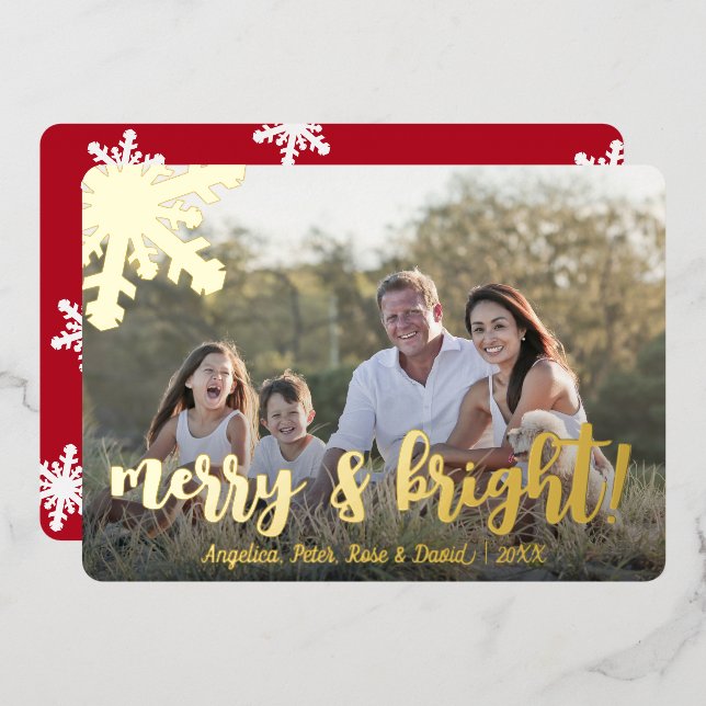 Elegant Merry & Bright Custom Photo  (Front/Back)