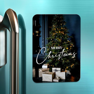 Elegant Merry Christmas 2023 Modern Photo Holiday Magnet