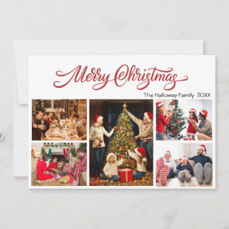 Elegant Merry Christmas 5 photos Holiday Card