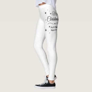 Elegant Merry Christmas and Happy New Year Leggings