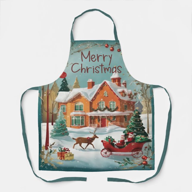 Elegant Merry Christmas Apron (Front)