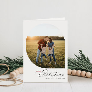 Elegant Merry Christmas Arch Family Photo Collage Holiday Card