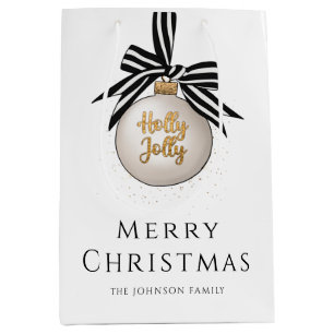 Elegant Merry Christmas Bauble  Medium Gift Bag