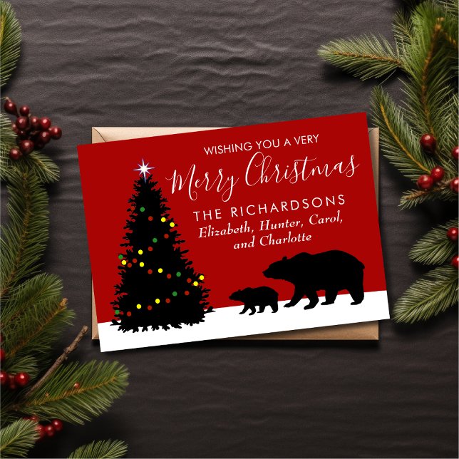 Elegant Merry Christmas Bears Holiday Card (Creator Uploaded)
