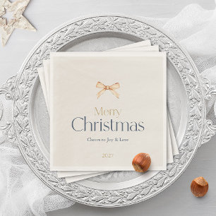 Elegant Merry Christmas Beige Napkin