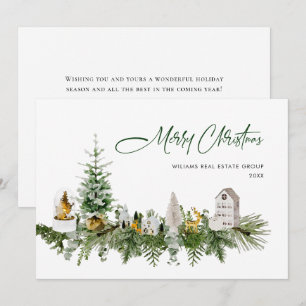 Elegant Merry Christmas Boho Composition Corporate Holiday Card