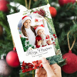 Elegant Merry Christmas Botanical Arch Photo Holiday Card<br><div class="desc">Elegant watercolor style winter botanicals surround a simple modern white arch photo template with custom Merry Christmas calligraphy text graphic and editable text fields.</div>