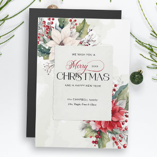 Elegant Merry Christmas Botanical Non-Photo