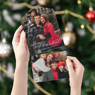 Elegant Merry Christmas Calligraphy 1-Photo All In One Invitation