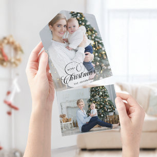 Elegant Merry Christmas Calligraphy 1-Photo All In One Invitation