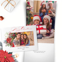 Elegant Merry Christmas Calligraphy Floral Photo