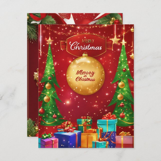 Elegant Merry Christmas Card (Front/Back)