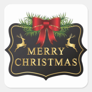 Elegant Merry Christmas Card Envelope  Square Sticker