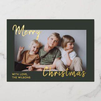 Elegant Merry Christmas Card with Gold Foil