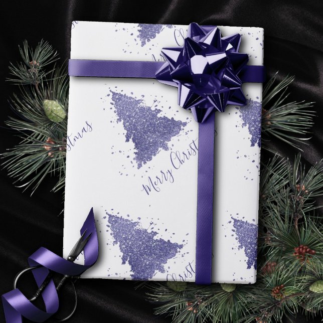 Elegant Merry Christmas | Charming Purple Tree Wrapping Paper (Creator Uploaded)