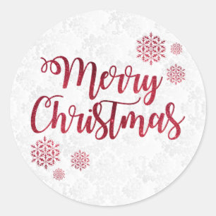 Elegant Merry Christmas Classic Round Sticker