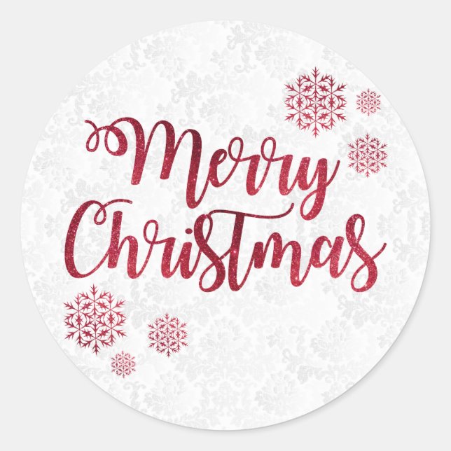 Elegant Merry Christmas Classic Round Sticker (Front)