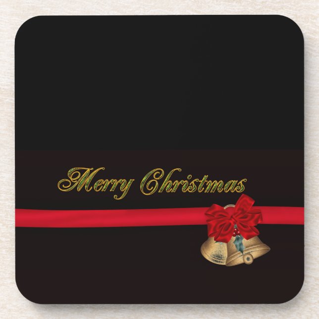 Elegant Merry Christmas Coaster (Front)