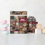 Elegant Merry Christmas Collage Red Wrapping Paper<br><div class="desc">Wrapping paper with a photo collage where you can upload your three favorite photos. It features the phrase 'Merry Christmas' in modern typography, but you can customize to your liking—either by changing the phrase or adding your family's name. The template is set up to display photos in a rectangular or...</div>