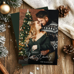 Elegant Merry Christmas Couple Photo Holiday Card