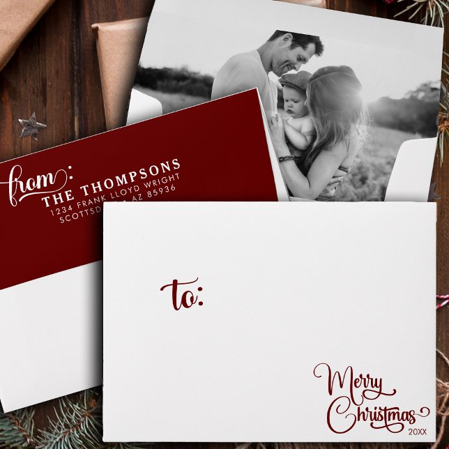 Elegant Merry Christmas Custom Family Picture Envelope (Creator Uploaded)