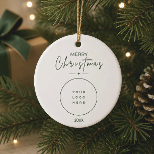 Elegant Merry Christmas Custom Logo Corporate Ceramic Tree Decoration