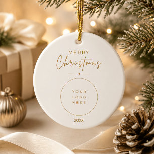 Elegant Merry Christmas Custom Logo Corporate Ceramic Tree Decoration