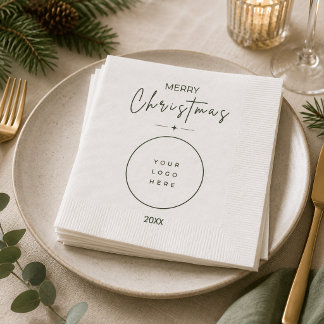 Elegant Merry Christmas Custom Logo Corporate Napkin