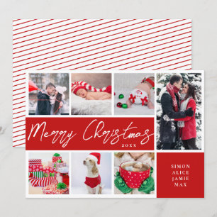 Elegant Merry Christmas Custom Photo Collage  Holiday Card