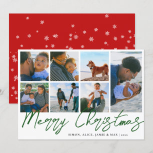 Elegant Merry Christmas Custom Photo Collage Holiday Card