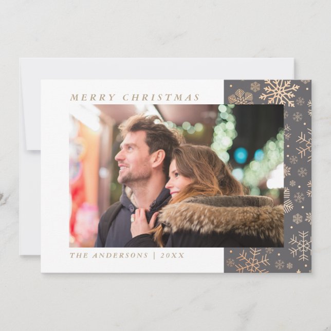 Elegant Merry Christmas Custom Photo Holiday Card (Front)