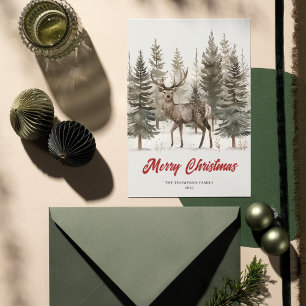 Elegant Merry Christmas Deer Holiday Card