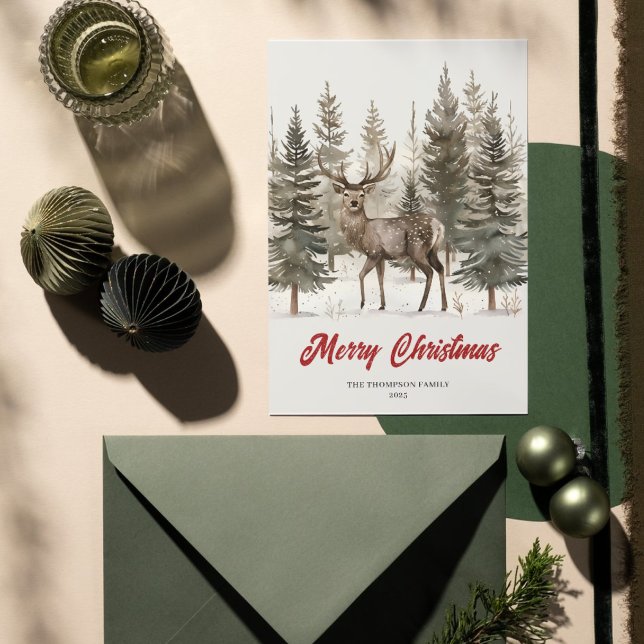 Elegant Merry Christmas Deer  Holiday Card (Creator Uploaded)