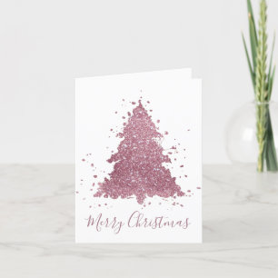 Elegant Merry Christmas   Dusty Mauve Pink Tree Holiday Card