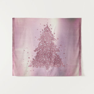 Elegant Merry Christmas Dusty Mauve Pink Tree Tapestry