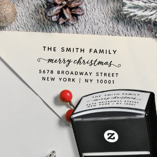 Elegant Merry Christmas Family Return Address Self-inking Stamp