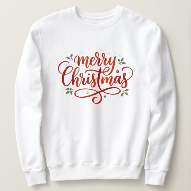 Elegant Merry Christmas Festive  Sweatshirt (Design Front)