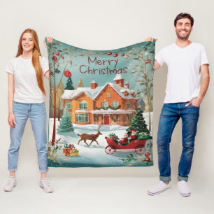 Elegant Merry Christmas  Fleece Blanket