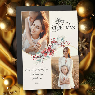 Elegant Merry Christmas Floral Gold Arch 2-Photo