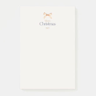 Elegant “Merry Christmas” Gold Bow Holiday Post-it Notes