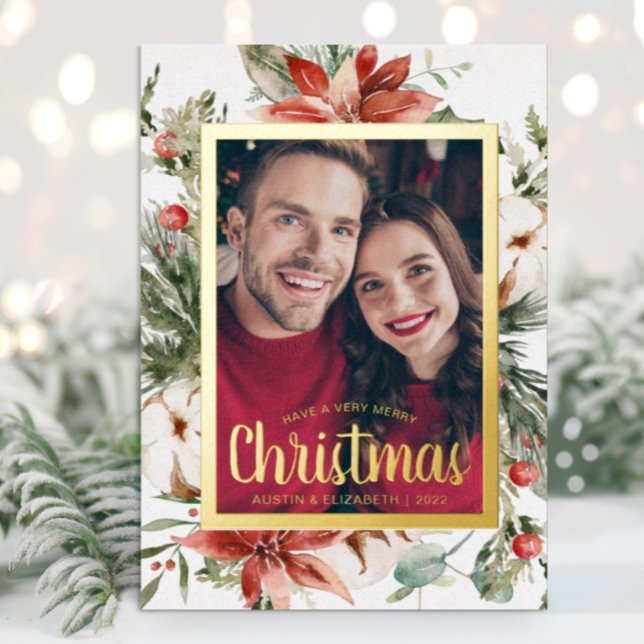 Elegant Merry Christmas Gold Foil Holiday Card (Elegant Merry Christmas Gold Foil Holiday Card)
