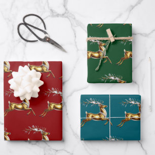 Elegant Merry Christmas Gold moose xmas festive pa Wrapping Paper Sheet