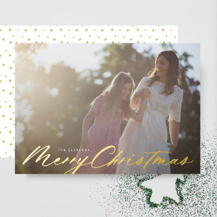 Elegant Merry Christmas Gold Pressed Photo