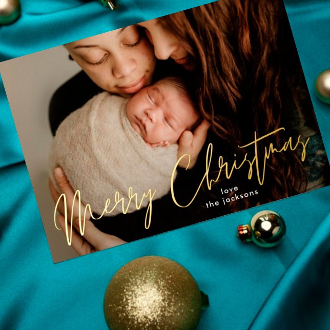 Elegant Merry Christmas Gold Pressed Photo (Creator Uploaded)