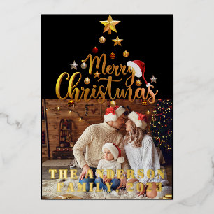 Elegant Merry Christmas Gold Pressed Photo Foil