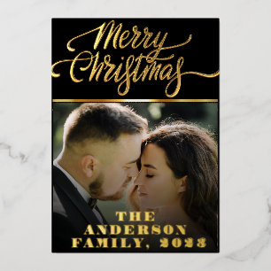 Elegant Merry Christmas Gold Pressed Photo Foil